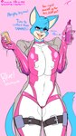 2024 anthro big_breasts blue_(torthegiant) blue_body blue_fur bodysuit breasts camel_toe clitoris_outline clothing dialogue domestic_cat english_text fakeryway felid feline felis female fluffy fluffy_tail fur genital_outline hi_res huge_breasts latex latex_bodysuit latex_clothing latex_skinsuit looking_at_viewer lube lube_bottle lube_drip mammal multicolored_body multicolored_bodysuit multicolored_clothing multicolored_fur multicolored_skinsuit nipple_outline offscreen_character open_mouth pink_background pink_eyes pink_latex pussy_outline simple_background skinsuit solo standing tail tan_body tan_fur text thick_thighs tight_clothing two_tone_body two_tone_bodysuit two_tone_clothing two_tone_fur two_tone_skinsuit white_latex