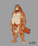 anthro ball_tuft balls ear_piercing ear_ring facial_hair flaccid foreskin fur genitals glans goatee green_eyes grey_background grin hair humanoid_genitalia humanoid_penis looking_at_viewer male nipple_piercing nipples nude orange_body orange_fur orange_hair overweight overweight_anthro overweight_male partially_retracted_foreskin penis piercing pink_glans plantigrade pubes ring_piercing simple_background smile solo standing tuft unretracted_foreskin whiskers baraking bobby_(baraking) domestic_cat felid feline felis mammal digital_media_(artwork) hi_res