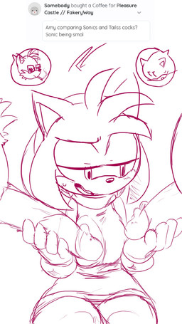 anthro breasts comparing comparing_penis erection eyewear female genitals group humanoid_genitalia humanoid_penis male male/female penis penis_size_difference simple_background solo_focus sunglasses text white_background fakeryway sega sonic_the_hedgehog_(series) amy_rose miles_prower sonic_the_hedgehog eulipotyphlan hedgehog mammal 9:16 english_text hi_res monochrome