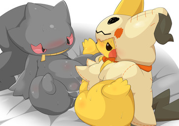 anthro black_body clothing cosplay_pikachu_(costume) costume duo female female/female fur genitals open_mouth sex simple_background smile tribadism vaginal vulva yellow_body yellow_fur young young_anthro zipper zipper_mouth type nintendo pokemon banette generation_1_pokemon generation_3_pokemon ghost pikachu pokemon_(species) spirit 2019 hi_res