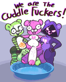 anthro big_penis biped foreskin genitals group gynomorph huge_penis hyper hyper_genitalia hyper_penis intersex kiddie_pool penis profanity text trio vein veiny_penis conditional_dnp girl_poss epic_games fortnite cuddle_team_leader raven_team_leader spooky_team_leader bear mammal absurd_res english_text hi_res