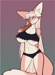 anthro big_breasts big_ears breasts clothed clothing female fur hair huge_breasts long_hair nipples solo swimwear scorpdk loyse canid canine fennec_fox fox mammal true_fox absurd_res hi_res