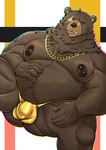 anthro areola balls_outline belly big_butt biped blush bulge butt clothing detailed_bulge fur genital_outline gold_(metal) hair looking_at_viewer magazine male male_anthro moobs nipple_piercing nipples overweight overweight_anthro overweight_male penis_outline piercing simple_background solo text thong underwear white_background white_body white_fur jirux mihoyo zenless_zone_zero ben_bigger bear brown_bear canid mammal ursine 2024 absurd_res digital_media_(artwork) hi_res