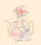 anthro biped bodily_fluids clothed clothing dot_eyes duo eyes_closed hat headgear headwear hug simple_background tears tmim gamba_no_bouken gamba_no_bouken_(series) chuuta shijin mammal mouse murid murine rodent 2023 low_res