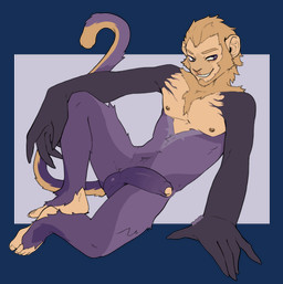 anthro balls foreskin genitals humanoid_genitalia humanoid_penis male nipples penis smile smirk solo kyrosh haplorhine mammal monkey primate alpha_channel hi_res
