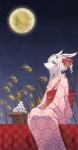 accessory anthro asian_clothing biped clothed clothing east_asian_clothing eyebrows female flower flower_in_hair full_moon hair hair_accessory japanese_clothing kemono kimono moon narrowed_eyes night plant pupils red_clothing sitting solo white_body white_hair kiyoshi final_fantasy final_fantasy_ix square_enix freya_crescent burmecian mammal rodent hi_res