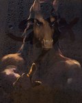 anthro blue_eyes brown_body brown_fur brown_hair condensation drawing fur glistening glistening_body hair long_hair looking_at_self male mane mirror muscular muscular_anthro muscular_male seductive solo text water wet writing_text warlock.ed ganachethehorse equid equine horse mammal hi_res