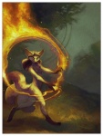 anthro border circle elemental_manipulation female fire fire_manipulation forest jungle magic multi_tail outside plant solo tail tree white_border kalamu asian_mythology east_asian_mythology mythology canid canine fennec_fox fox fox_spirit mammal true_fox 2010