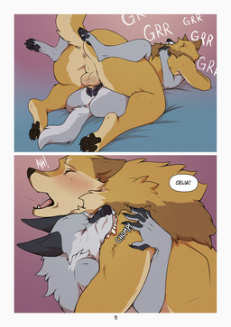 4_toes 5_fingers animal_genitalia animal_vulva anthro anthro_on_anthro anthro_penetrated anthro_penetrating anthro_penetrating_anthro anus backsack balls bite black_nose blood blush bodily_fluids butt canine_genitalia canine_vulva claws cum cum_in_vagina cum_inside dialogue duo ejaculation erection eyes_closed fangs feet female female_anthro female_penetrated finger_claws fingers fur genital_fluids genitals grey_body grey_fur growling hindpaw humanoid_hands intraspecies knot knot_root knotted_penis knotting looking_pleasured lying male male/female male_anthro male_penetrating male_penetrating_female nude nude_anthro nude_female nude_male on_back orgasm orgasm_face page_number paws penetration penile penile_penetration penis perineum sex shoulder_bite snout tail tan_body tan_fur teeth text toes vaginal vaginal_knotting vaginal_penetration vulva kaylii mythology canid canine mammal mythological_canine mythological_creature werecanid werecanine werecreature werewolf 2025 comic english_text hi_res