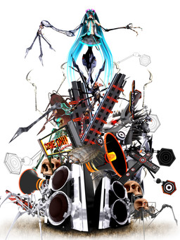 3_fingers accessory ambiguous_feral ambiguous_gender belt black_bottomwear black_clothing black_skirt blue_hair blue_necktie bone bone_arm bottomwear breasts clothed clothing cosplay cybernetic_eye cybernetics female female_humanoid feral fingers glowing glowing_eyes gradient_hair grey_clothing grey_shirt grey_topwear group hair human_skull long_hair looking_at_viewer machine mechanical_arm mechanical_leg medium_breasts navel necktie no_bra open_clothing open_shirt open_topwear pleated_skirt red_eyes shirt simple_background skirt skull speaker text topwear twintails_(hairstyle) white_background deino_(artist) vocaloid yamaha_corporation bani-sama_(deino) calne_ca hatsune_miku magnesium_(deino) rubidium_(deino) television_(deino) zincum_(deino) arachnid arthropod crustacean humanoid isopod malacostracan robot robot_feral robot_humanoid 2011 3:4 3d_(artwork) absurd_res autodesk_3ds_max_(artwork) digital_media_(artwork) english_text full-length_portrait hi_res portrait