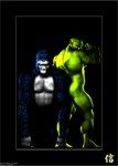 anthro black_body black_fur butt duo fur green_body green_skin grey_body grey_nipples grey_skin male musclegut muscular muscular_anthro muscular_male nipples nude pecs pose text tusks fuzzy-yak gor_(tomcat) trassk ape gorilla haplorhine humanoid mammal orc primate 3d_(artwork) digital_media_(artwork) english_text signature