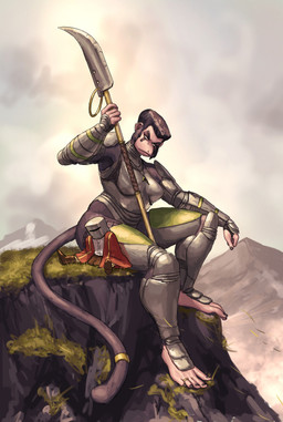 5_fingers 5_toes accessory anthro armor barefoot black_nails boots brown_body brown_fur brown_hair clothed clothing cloud colored_fingernails colored_nails colored_toenails digit_ring duo feet female female_focus fingernails fingers footwear fully_clothed fur furgonomics greaves hair headgear helmet holding_object holding_weapon jewelry larger_anthro larger_female male melee_weapon mountain nails necklace no_pupils outside polearm red_clothing resting ring shoes short_hair sitting size_difference smaller_human smaller_male tail tail_accessory tail_jewelry tail_ring toe_ring toenails toes vambrace weapon redustheriotact o'gran_(weepeeman1) the_lad_(weepeeman1) haplorhine human mammal monkey primate 2023 hi_res