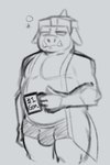 anthro armor bulge clothing container cup drinking headgear helmet just_woke_up male mug overweight overweight_male simple_background solo text text_on_mug tired tusks underwear coalcat a_minecraft_movie microsoft minecraft mojang xbox_game_studios general_chungus domestic_pig mammal piglin suid suine sus_(pig) digital_media_(artwork) monochrome sketch