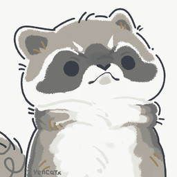 black_eyes black_nose chibi dot_eyes feral grey_body simple_background simple_eyes solo white_body yencatx mammal procyonid raccoon 1:1 2022