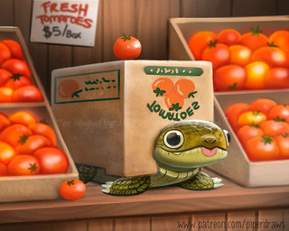 ambiguous_gender black_eyes blep box cardboard cardboard_box claws container feral green_body green_scales humor pun scales sign solo text tongue tongue_out visual_pun piper_thibodeau reptile scalie turtle 2021 5:4 digital_media_(artwork) digital_painting_(artwork) english_text painting_(artwork) url