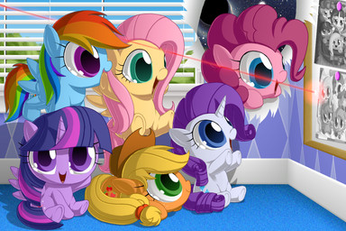 blonde_hair chibi clothing cowboy_hat female female_feral feral group hair hat headgear headwear horn laser wings berrypawnch friendship_is_magic hasbro my_little_pony mythology applejack_(mlp) fluttershy_(mlp) mane_six_(mlp) pinkie_pie_(mlp) rainbow_dash_(mlp) rarity_(mlp) twilight_sparkle_(mlp) equid equine mammal mythological_creature mythological_equine pegasus unicorn winged_unicorn 3:2