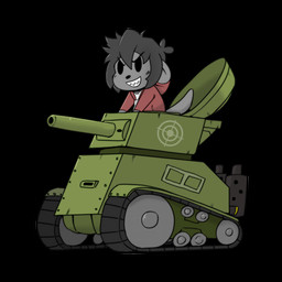 anthro border chibi male sharp_teeth solo tank_(vehicle) teeth transparent_border vehicle voxxen shaun_lutra_(voxxen) mammal mustelid otter 1:1 alpha_channel hi_res