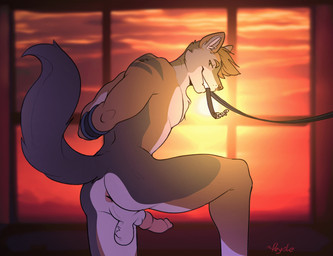 animal_genitalia animal_penis anthro anus balls bdsm biped bondage bouncing_balls bound brown_body brown_fur butt canine_genitalia canine_penis erection fur genitals hands_behind_back knot leash leash_in_mouth male muscular muscular_male nude object_in_mouth penis solo step_pose submissive submissive_male sunset thrusting white_body white_fur peyotethehyena canid canine mammal 2021 animated