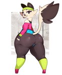 accessory anthro big_butt black_clothing blue_clothing bottomwear butt clothing ears_up exercise_clothing female fingerless_gloves footwear fur gloves green_clothing green_footwear green_socks handwear headband headgear headwear huge_butt leggings legwear looking_at_viewer pants pink_clothing raised_tail socks solo tail tan_body tan_fur thick_thighs topwear yoga_pants foxialewd kaz_(foxialewd) mammal mustelid musteline stoat true_musteline weasel 2022 absurd_res hi_res