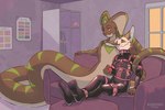 anthro bdsm bondage_gear clothing collar corset duo harness latex latex_clothing latex_skinsuit lingerie male male/male petplay puppyplay roleplay skinsuit tight_clothing topwear kiwyne fiz_(carbonated_fox) kane_(carbonated_fox) canid canine mammal reptile scalie snake hi_res
