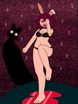 anthro bikini clothing dancing duo female happy solo star swimwear two-piece_swimsuit crischar_foxito alexa_(crischar_foxito) lagomorph leporid mammal monster rabbit 3:4 chromatic_aberration hi_res