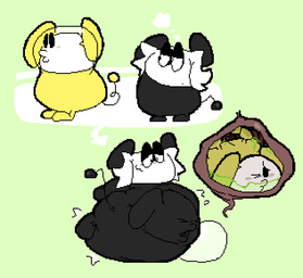 >_< >_o armless before_and_after belly belly_on_ground big_belly biped black_bodysuit black_clothing black_eyes black_skinsuit black_spacesuit black_tail blush blush_lines bodily_fluids body_outline bodysuit bubble_helmet closed_smile clothing cross-eyed cutaway directional_arrow discarded_headgear discarded_helmet discarded_object duckface duo empty_eyes eyes_closed face_imprint foot_imprint fully_inside green_background hair half-closed_eyes huge_belly hyper hyper_belly imprint inside_stomach internal line_tail looking_at_another lying male male_pred male_prey monotone_bodysuit monotone_skinsuit motion_lines mouth_closed narrowed_eyes noseless o3o on_front one_eye_closed organs partially_submerged resting_on_belly rumbling_stomach same_size_vore satisfied sequential_arrow short_legs side_mouth side_view simple_background skinsuit smile soft_vore space_helmet spacesuit spiral_tail standing stomach stomach_acid tail tail_orb thin_tail thinking thought_bubble tight_belly tight_clothing unaware_prey unusual_ears unwilling_prey vore wavy_mouth wavy_smile white_face white_hair yellow_bodysuit yellow_clothing yellow_skinsuit yellow_spacesuit yellow_tail meatcanister chuchu_rocket sega chubei daniel_(meatcanister) chuchu_(chuchu_rocket) mammal mouse murid murine rodent 2026 digital_media_(artwork) english_description full-length_portrait hi_res pixel_(artwork) portrait