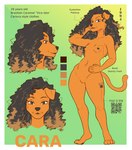 anthro brazilian breasts brown_hair caramel_fur curled_hair eyeliner female hair leg_tattoo makeup markings mole_(marking) neck_tattoo nude qr_code small_breasts solo tattoo wide_hips fefece cara_(fefece) canid canine canis domestic_dog mammal absurd_res hi_res model_sheet