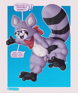anthro balls belly big_butt butt claws dialogue feet flaccid fluffy fluffy_tail foot_fetish foreskin genitals happy inviting inviting_to_sex inviting_viewer kerchief looking_at_viewer male navel nude overweight paws penis raised_paw raised_tail solo speech_bubble tail talking_to_viewer text thick_thighs toe_claws wide_hips katxfish indigo_park rambley_raccoon mammal procyonid raccoon absurd_res english_text hi_res