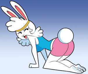 3_toes :3 accessory all_fours anthro barefoot biped black_mouth blue_background blue_clothing blue_shirt blue_tank_top blue_topwear bottomwear breasts buckteeth clothed clothed_anthro clothed_female clothing cotton_tail curly_hair eyebrows eyelashes feet female female_anthro fingers fur furgonomic_bottomwear furgonomics gradient_background hair headband midriff open_:3 pink_bottomwear pink_clothing pink_inner_ear pink_shorts pink_tongue shirt shorts simple_background solo tail tank_top teeth toes tongue topwear white_background white_body white_ears white_fur white_hair white_tail yellow_headband kabula_(artist) lagomorph leporid mammal rabbit 2021 absurd_res colored digital_drawing_(artwork) digital_media_(artwork) hi_res
