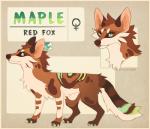 2018 ambiguous_gender black_nose brown_body brown_fur canid canine digital_media_(artwork) feral fox fur green_eyes mammal maplespyder maplespyder_(character) model_sheet quadruped red_fox solo standing true_fox yellow_eyes