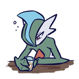 alcohol ambiguous_gender beverage bubble drunk green_body holding_beverage holding_object looking_down red_eyes simple_background solo substance_intoxication white_background white_body advos nintendo pokemon gallade generation_4_pokemon humanoid pokemon_(species) 1:1