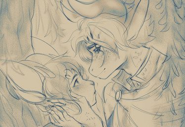 anthro big_ears blush bodily_fluids claws cloak clothed clothing duo eye_contact eyebrow_spikes facial_scar facial_spikes female freckled_face freckles hair hand_holding holding_cheek horn long_ears looking_at_another male medieval medieval_clothing medieval_fantasy plant romantic romantic_couple scales scar short_hair simple_background smile spikes spikes_(anatomy) stroking_face tattoo teardrop tears teary_eyes topwear tree willow_tree wanderertamplior european_mythology mythology sentry_(duscride) tamplior_(duscride) dhakkar dragon drakian_(duscride) mammal mythological_creature mythological_scalie scalie western_dragon digital_drawing_(artwork) digital_media_(artwork) hi_res portrait sketch