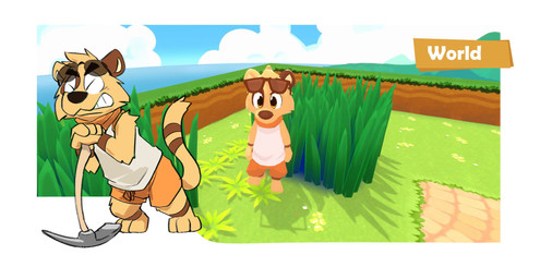 3_toes anthro barefoot clenched_teeth clothed clothing cloud eyes_closed eyewear feet fur game_screen grass head_tuft male markings multicolored_body multicolored_fur pickaxe plant pushing shirt sky solo standing struggling sunglasses tail tail_markings teeth text toes topwear tuft tufted_fur al-cat tardor world_(tardor) cougar felid feline mammal 2022 3d_(artwork) character_name concept_art digital_drawing_(artwork) digital_media_(artwork) hi_res