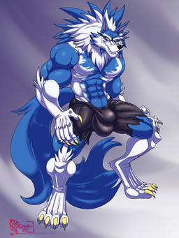 anthro balls big_balls bulge genitals male muscular solo hungothenomster capcom darkstalkers mythology jon_talbain canid canine canis mammal mythological_canine mythological_creature werecanid werecanine werecreature werewolf wolf hi_res