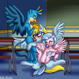 anthro anthro_on_feral anthro_penetrated beak bestiality blush canon_x_oc classroom eyelashes eyewear female female_penetrated feral feral_penetrating feral_penetrating_anthro fingers glasses group group_sex gynomorph gynomorph/female gynomorph/male gynomorph_penetrated gynomorph_penetrating gynomorph_penetrating_female gynomorph_penetrating_male inside intersex intersex/female intersex/male intersex_penetrated intersex_penetrating intersex_penetrating_female intersex_penetrating_male male male_penetrated open_beak open_mouth oral penetration school sex spread_legs spreading wings young young_anthro anibaruthecat friendship_is_magic hasbro my_little_pony mythology cloud_cuddler fan_character gallus_(mlp) silverstream_(mlp) avian equid equine gryphon mammal mythological_avian mythological_creature mythological_equine pegasus 1:1 2021 absurd_res digital_media_(artwork) hi_res
