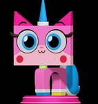 3d_(artwork) 3d_modeling 3d_print block blue_eyes digital_media_(artwork) felid feline female feral hi_res horn lego looking_straight lowered_tail mammal multicolored_body pink_body red_cheeks sillytoys smile solo stage the_lego_movie toy unikitty