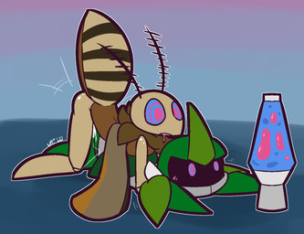 anal anal_penetration antennae_(anatomy) anthro blush bodily_fluids cum drooling duo fur genital_fluids green_body horn hypnosis lamp lamp_hypnosis lava_lamp male male/male male_penetrated male_penetrating male_penetrating_male mind_control nude open_mouth penetration ringed_eyes saliva sex simple_background wings ultilix bug_fables moonsprout_games kabbu_(bug_fables) neo_(bug_fables) arthropod beetle insect lepidopteran moth 2022 digital_media_(artwork)