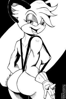 anthro athletic athletic_female big_butt big_ears black_nose breasts butt clothing eyeshadow female gloves half-closed_eyes handwear head_tuft looking_at_viewer makeup narrowed_eyes nipples nude one-piece_swimsuit puffy_nipples rear_view side_boob simple_background sling_bikini small_waist smile solo spiked_gloves spikes standing swimwear text thick_thighs tuft wide_hips tiquitoc archie_comics sega sonic_the_hedgehog_(archie) sonic_the_hedgehog_(comics) sonic_the_hedgehog_(series) barby_koala koala mammal marsupial vombatiform 2023 dated hi_res monochrome pen_(artwork) signature traditional_media_(artwork) url