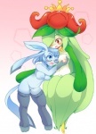 anthro anthrofied blue_eyes blush breast_grab breasts eeveelution eyewear female flora_fauna glaceon lilligant nintendo one_eye_closed open_mouth pokémon raikissu red_eyes shirt_up stockings topless video_games
Rating: Explicit
Score: 13
User: chdgs
Date: March 01, 2014