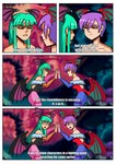 bat_wings breaking_the_fourth_wall dialogue duo female green_hair hair head_wings looking_at_viewer membrane_(anatomy) membranous_wings purple_hair text unusual_wing_placement wings kevin_t kevintrentin capcom darkstalkers lilith_aensland morrigan_aensland bat demon humanoid mammal succubus absurd_res comic english_text hi_res