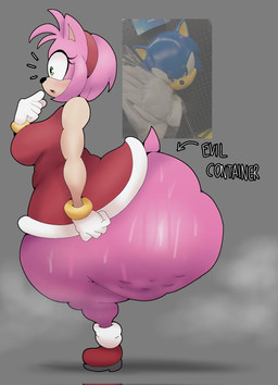 anthro big_breasts big_butt blush bodily_fluids boots breasts butt cellulite clothing dress female footwear gloves green_eyes hair handwear huge_butt huge_hips huge_thighs hyper hyper_butt open_mouth pink_body pink_hair shoes solo sweat sweaty_butt text thick_thighs wide_hips crowundeadcat evil_container sega sonic_the_hedgehog_(series) amy_rose eulipotyphlan hedgehog mammal 2025 english_text hi_res meme