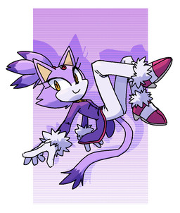 accessory anthro biped black_nose border bottomwear cheek_tuft clothing dipstick_tail eyelashes facial_tuft female footwear forehead_gem fur gem gloves gradient_background hair_accessory hair_tie handwear jacket markings midair orange_eyes pants purple_background purple_body purple_fur shadow shoes simple_background smile solo tail tail_markings topwear tuft white_border fuel_(artist) sega sonic_the_hedgehog_(series) blaze_the_cat domestic_cat felid feline felis mammal 2025