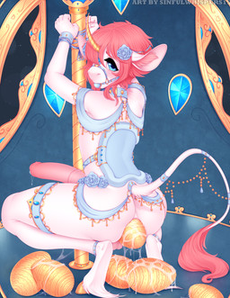 5_fingers anal anal_oviposition anal_penetration animal_genitalia animal_penis anthro backsack ball_gag balls bdsm big_penis biped blue_eyes bodily_fluids bondage bound clothed clothing collar easter_egg egg equine_genitalia equine_penis erection femboy fingers fur gag gagged genital_fluids genitals hair holidays hooves horn inner_ear_fluff looking_at_viewer looking_back male medial_ring oviposition penetration penis pink_body pink_fur pink_hair pole precum solo submissive submissive_male tail tail_tuft tuft white_balls sinfulwhispers15 easter mythology equid equine mammal mythological_creature mythological_equine unicorn 2017 absurd_res digital_media_(artwork) hi_res