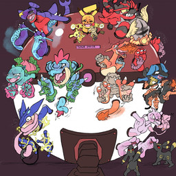 3_toes ambiguous_gender anthro barefoot biped black_body black_ear_tips black_fur black_nose black_sclera black_striped_fur blue_body blue_fur blue_scales blush blush_lines bodily_fluids bud_(flower) cheek_spots chest_spike claws cross-popping_vein crying_laughing dipstick_ears ear_markings electricity exclamation_point eyes_closed feathered_wings feathers feet feral fire flaming_tail foot_fetish foot_focus foot_lick foot_on_face foot_play fur green_eyes grey_body grey_fur group humanoid_feet laugh leaf licking markings multicolored_body multicolored_ears multicolored_fur one_eye_closed open_mouth open_smile orange_body orange_scales pink_body pink_cheeks plantigrade pokeball purple_body quadruped red_body red_cheeks red_fur red_sclera restrained restrained_arms restrained_feet scales sharp_teeth smile soles spikes spikes_(anatomy) striped_markings striped_tail stripes sweat tail tail_markings tears teasing_with_feet teeth tickle_fetish tickle_torture tickling tickling_armpits tickling_feet tickling_machine toe_claws toe_restraints toes tongue tongue_out white_toe_claws wings yellow_body yellow_fur yellow_sclera twomario_(artist) nintendo pokemon charizard eeveelution feraligatr garchomp generation_1_pokemon generation_2_pokemon generation_4_pokemon generation_6_pokemon generation_7_pokemon geodude graveler greninja incineroar ivysaur legendary_pokemon lucario mew_(pokemon) mewtwo mimikyu pichu pikachu pokemon_(species) umbreon 2018 hi_res