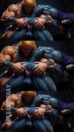 aipleasuregay anus big_butt blonde_hair blue_body butt duo hair male male/male muscular muscular_male he-man_(series) masters_of_the_universe mattel he-man skeletor demon human mammal 9:16 absurd_res animated hi_res short_playtime sound video