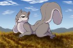 ambiguous_gender feral fur nude semi-anthro solo suggestive_look lied_etal grey_squirrel mammal rodent sciurid tree_squirrel 3:2 digital_media_(artwork) hi_res signature