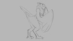 16:9 2019 anthro avian avian_butt beak bird breasts digital_drawing_(artwork) digital_media_(artwork) feathers female grey_background monochrome nipples non-mammal_breasts nude side_view simple_background sketch solo standing watsup widescreen wings