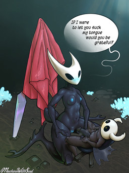 2_horns alternate_form anthro areola arthropod_abdomen biped black_body black_eyes blue_nipples blush blush_lines breasts cape chair claws clothing dialogue duo female furniture genitals glans half-erect holding_penis horn humanoid_genitalia humanoid_penis larger_female looking_at_another looking_at_partner male male/female mask navel nipples non-mammal_breasts nude office_chair penis red_cape red_clothing size_difference small_breasts smaller_male speech_bubble text vulva machinewithsoul hollow_knight_(franchise) team_cherry hornet_(hollow_knight) the_knight_(hollow_knight) arthropod vessel_(species) 2025 3:4 english_text hi_res half_sister_(lore) incest_(lore) nonbinary_(lore) sibling_(lore) sister_(lore)