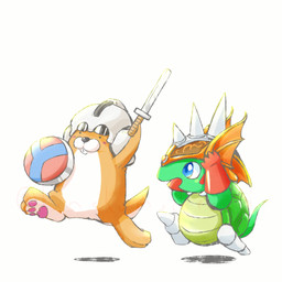 3_toes anthro armor blue_eyes blush clothing duo feet gloves handwear happy headgear helmet holding_melee_weapon holding_object holding_sword holding_weapon male melee_weapon open_mouth pawpads pose shield simple_background sword tail toes weapon white_background kazuna922 kinakomochi sega shining_(sega) shining_force jogurt_(shining) kiwi_(shining) eulipotyphlan mammal mole_(animal) reptile scalie turtle 1:1 2025 colored digital_drawing_(artwork) digital_media_(artwork) full-length_portrait hi_res japanese_description portrait shaded