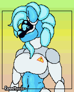 big_breasts blue_body blue_eyes bounce bouncing_breasts breasts cybernetics female inverted_nipples machine nipples one_eye_closed reveal revealing_breasts solo tongue tongue_out wink rennmoose b3tty_(rennmoose) android cyborg robot robot_anthro animated digital_media_(artwork) hi_res loop pixel_(artwork) pixel_animation